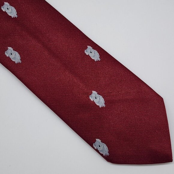 Novelty Necktie Koala Maroon Gray 2.75" W 55" L VTG Retro Superb Terylene by Lid - Picture 2 of 5
